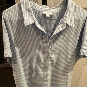 J. Jill Light Blue and White Striped Blouse